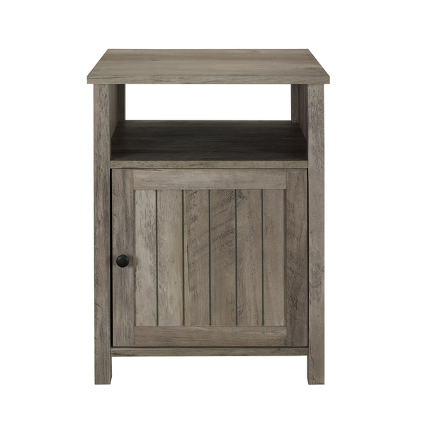 18" Grooved Door Side Table Grey Wash