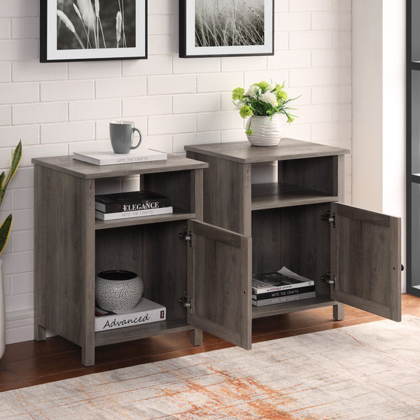 AF18CRASTGW - 18" Grooved Door Side Table Dark Walnut