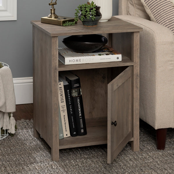18" Grooved Door Side Table Grey Wash