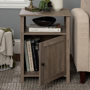 18" Grooved Door Side Table Grey Wash