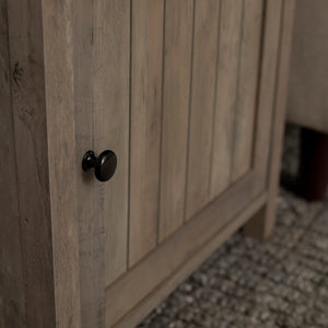 18" Grooved Door Side Table Grey Wash