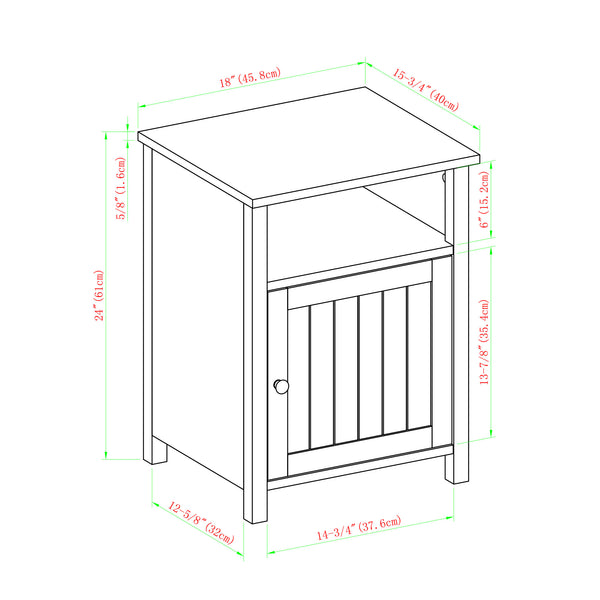 18" Grooved Door Side Table Grey Wash