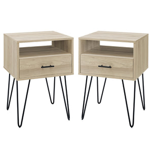 Walker Edison Croft Hairpin Leg 1 Drawer Side Table Set XIIXR AF18CRFSTBH-2PK