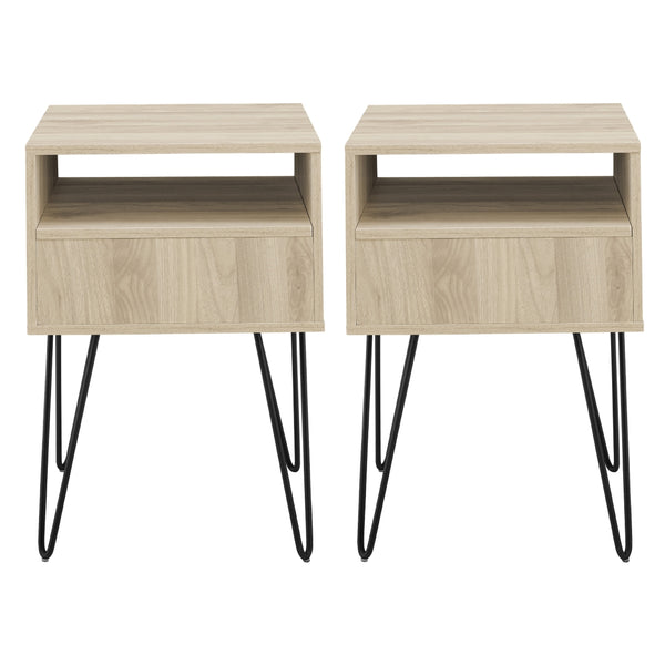 Walker Edison Croft Hairpin Leg 1 Drawer Side Table Set XIIXR AF18CRFSTBH-2PK