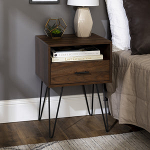 18" Modern Side Table with Single Drawer and Hairpin Legs for Stylish Storage in Any Room