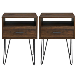 Walker Edison Croft Hairpin Leg 1 Drawer Side Table Set XIIXR AF18CRFSTDW-2PK