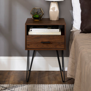 Walker Edison Croft Hairpin Leg 1 Drawer Side Table Set XIIXR AF18CRFSTDW-2PK