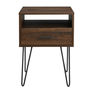 18" Modern Side Table with Single Drawer and Hairpin Legs for Stylish Storage in Any Room