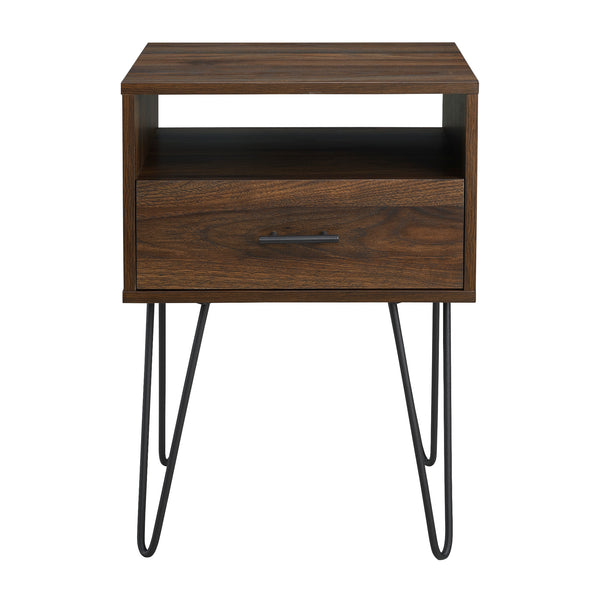18" Modern Side Table with Single Drawer and Hairpin Legs for Stylish Storage in Any Room