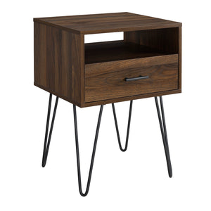 18" Modern Side Table with Single Drawer and Hairpin Legs for Stylish Storage in Any Room
