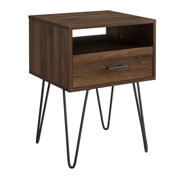 18" Modern Side Table with Single Drawer and Hairpin Legs for Stylish Storage in Any Room