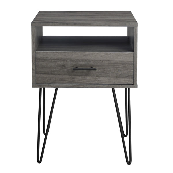 18" Modern Side Table with Single Drawer and Hairpin Legs for Stylish Storage in Any Room