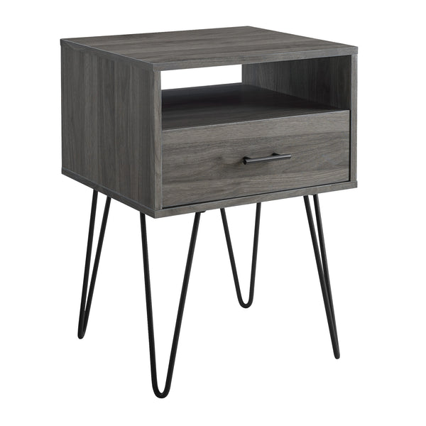 18" Modern Side Table with Single Drawer and Hairpin Legs for Stylish Storage in Any Room