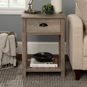 18" Country Single Drawer Side Table Grey Wash