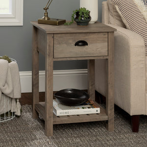 18" Country Single Drawer Side Table Grey Wash