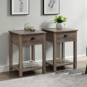AF18CYSTGW - 18" Country Single Drawer Side Table Grey Wash