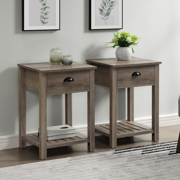 AF18CYSTGW - 18" Country Single Drawer Side Table Grey Wash