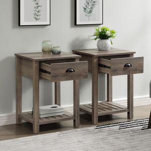 AF18CYSTGW - 18" Country Single Drawer Side Table Grey Wash