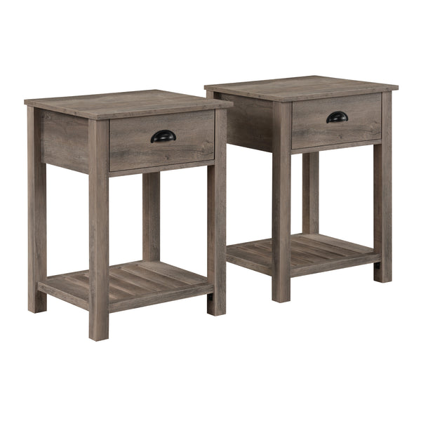 AF18CYSTGW - 18" Country Single Drawer Side Table Grey Wash