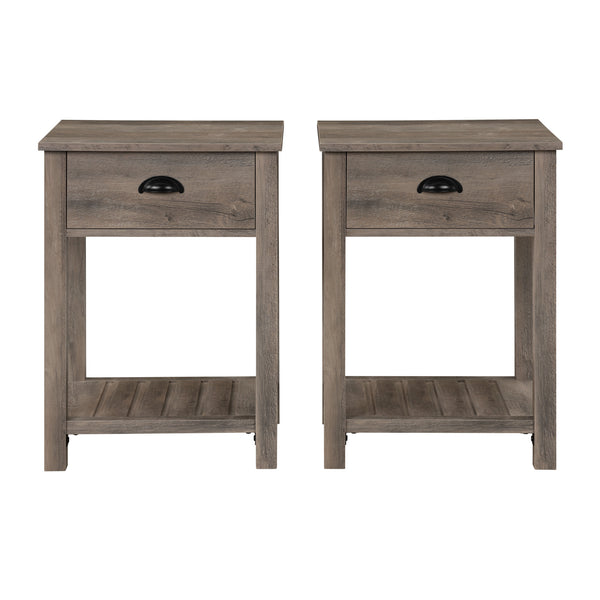 AF18CYSTGW - 18" Country Single Drawer Side Table Grey Wash