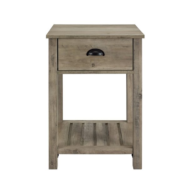 18" Country Single Drawer Side Table Grey Wash