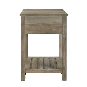 18" Country Single Drawer Side Table Grey Wash