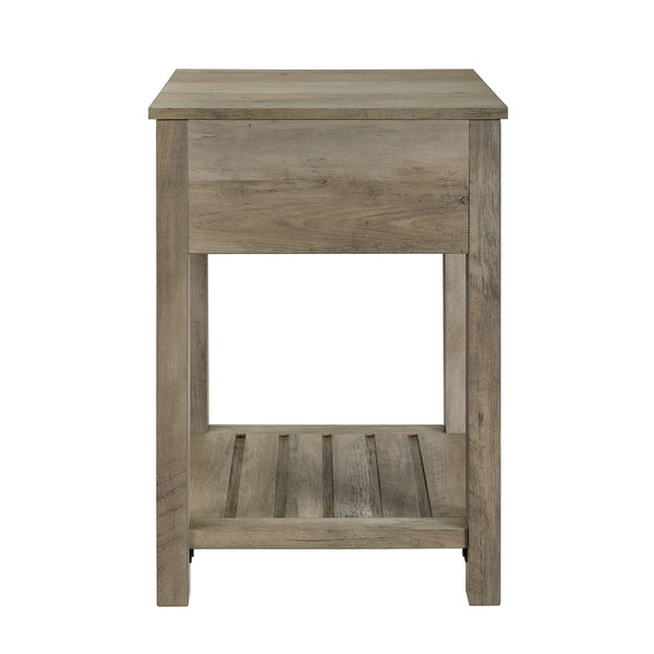 18" Country Single Drawer Side Table Grey Wash