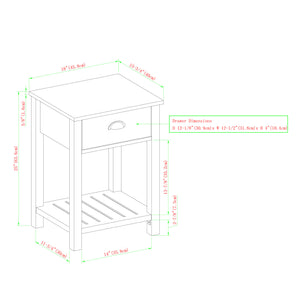 18" Country Single Drawer Side Table Grey Wash