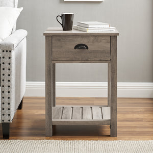 AF18CYSTGW - 18" Country Single Drawer Side Table Grey Wash