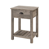 18" Country Single Drawer Side Table Grey Wash