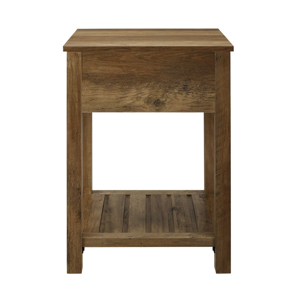 18" Country Single Drawer Side Table Reclaimed Barnwood