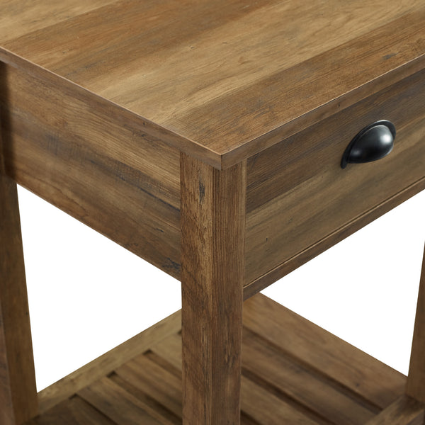 18" Country Single Drawer Side Table Reclaimed Barnwood