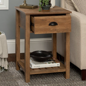 18" Country Single Drawer Side Table Reclaimed Barnwood
