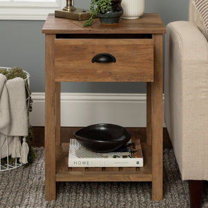 18" Country Single Drawer Side Table Reclaimed Barnwood