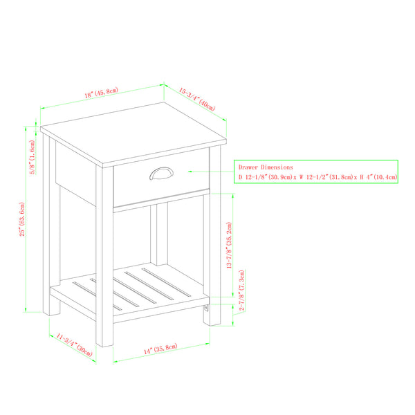 18" Country Single Drawer Side Table Reclaimed Barnwood