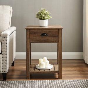AF18CYSTRO - 18" Country Single Drawer Side Table Grey Wash