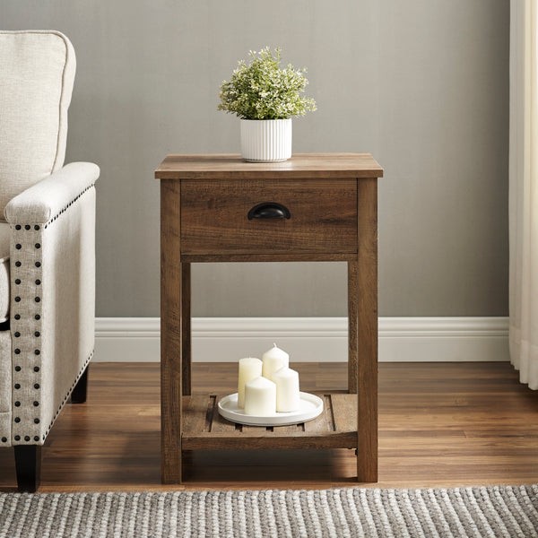 AF18CYSTRO - 18" Country Single Drawer Side Table Grey Wash