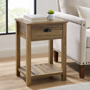 18" Country Single Drawer Side Table Reclaimed Barnwood