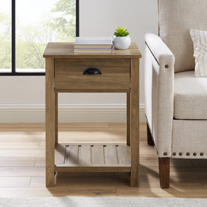 18" Country Single Drawer Side Table Reclaimed Barnwood