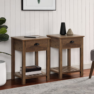 AF18CYSTRO - 18" Country Single Drawer Side Table Grey Wash