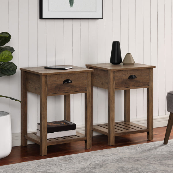 AF18CYSTRO - 18" Country Single Drawer Side Table Grey Wash