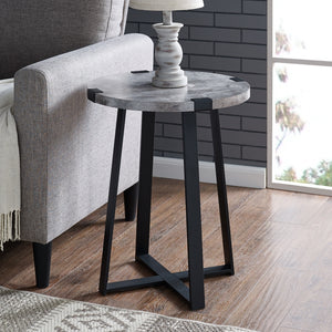Rustic Side Table Dark Concrete