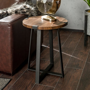 Rustic Side Table Dark Walnut