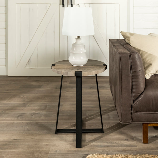 Rustic Side Table Grey Wash