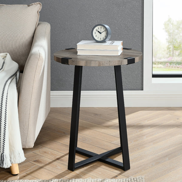 AF18MWSTGW - Rustic Side Table Dark Concrete