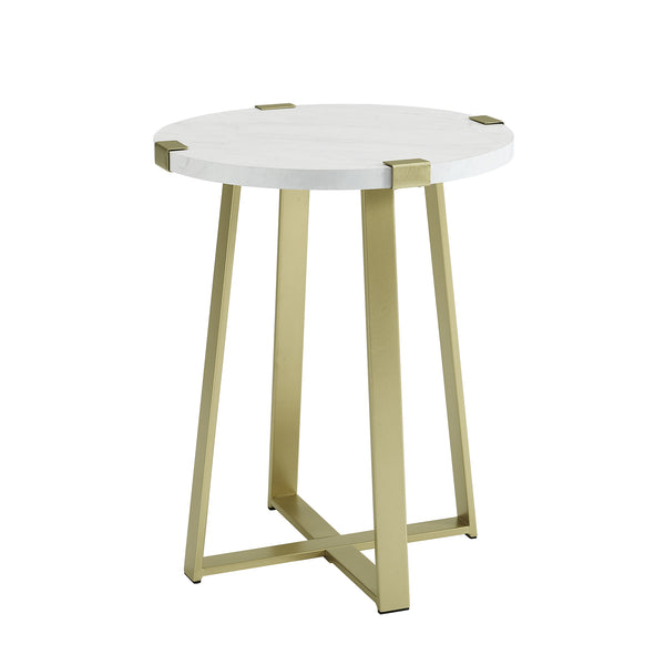 Rustic Side Table White Faux