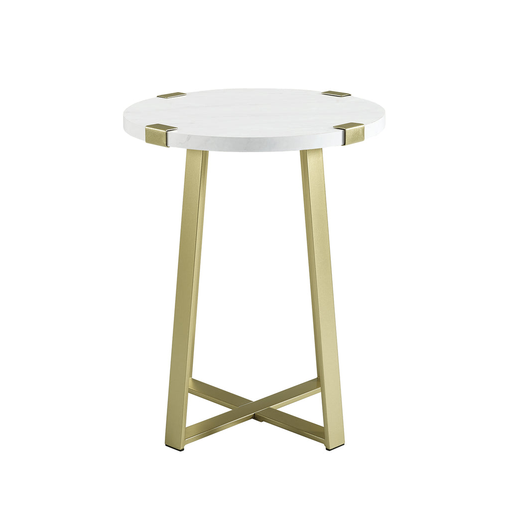 Rustic Side Table White Faux