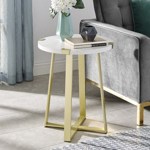 Rustic Side Table White Faux