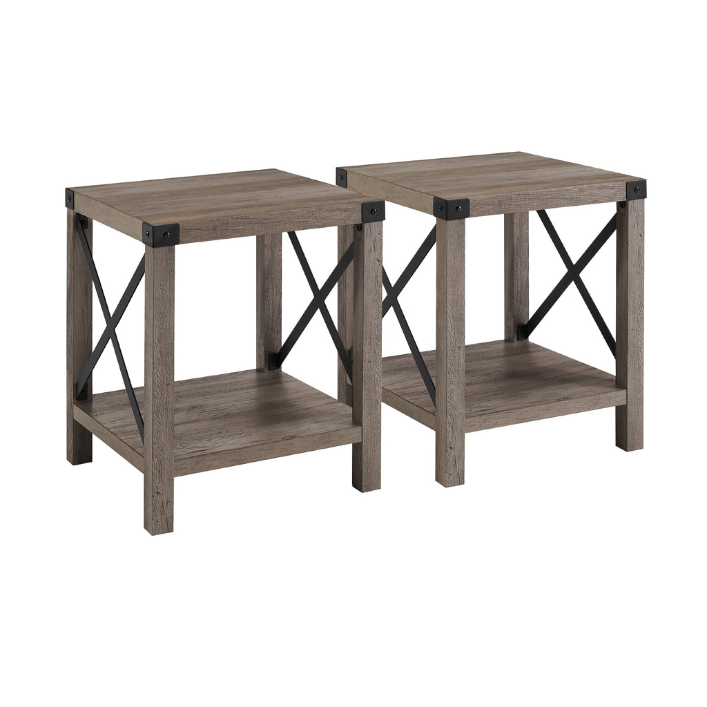 AF18MXSTGW - Rustic Wood Side Table Grey Wash