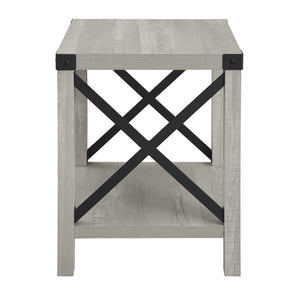 Rustic Wood Side Table - Stone Grey